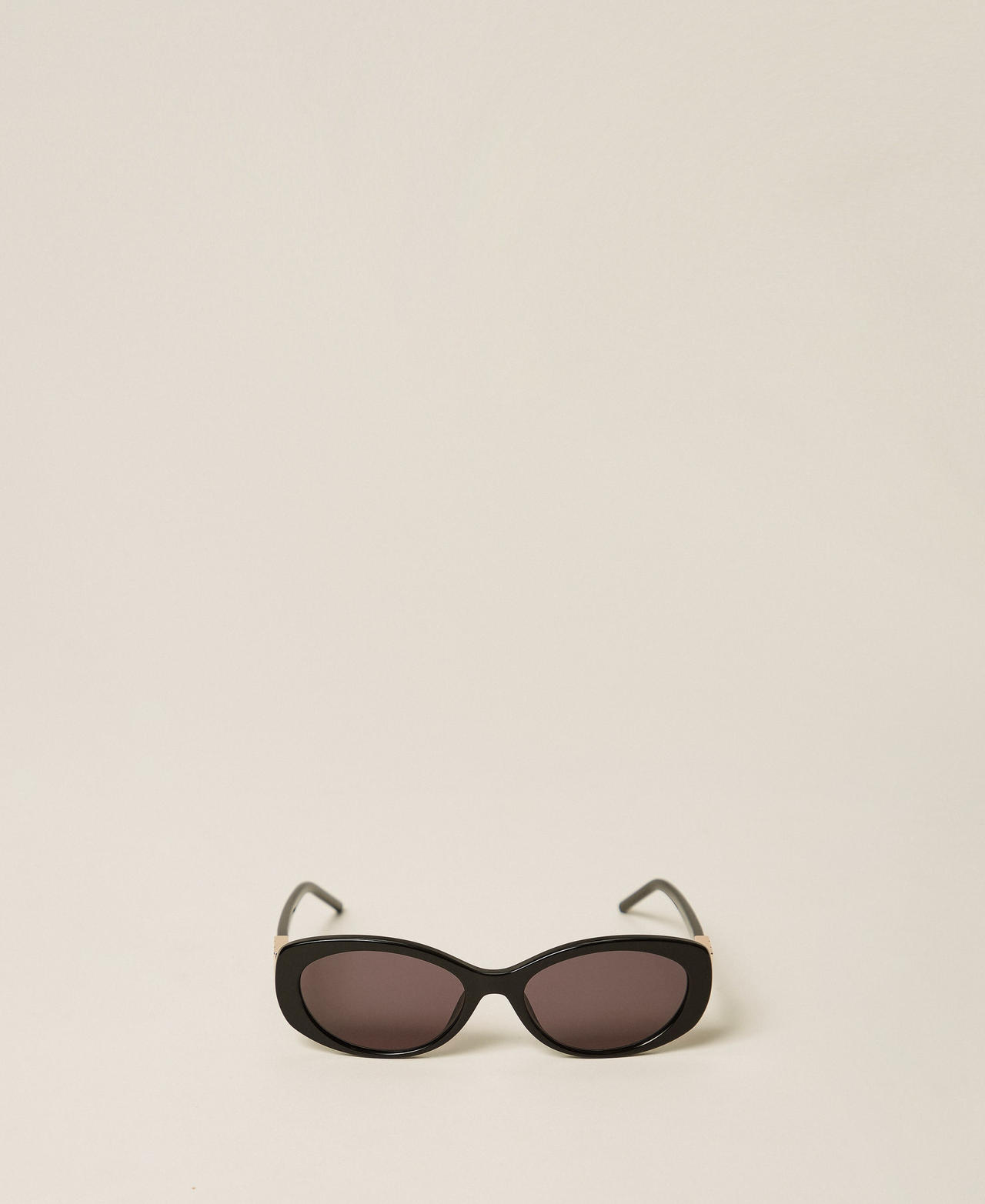 Occhiali da sole ovali in acetato Shiny Black Donna 999TZ5093_11240_01