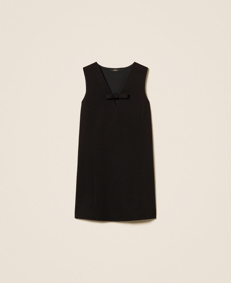 Abito corto con fiocco Nero Donna 252AP2105_00006_S0
