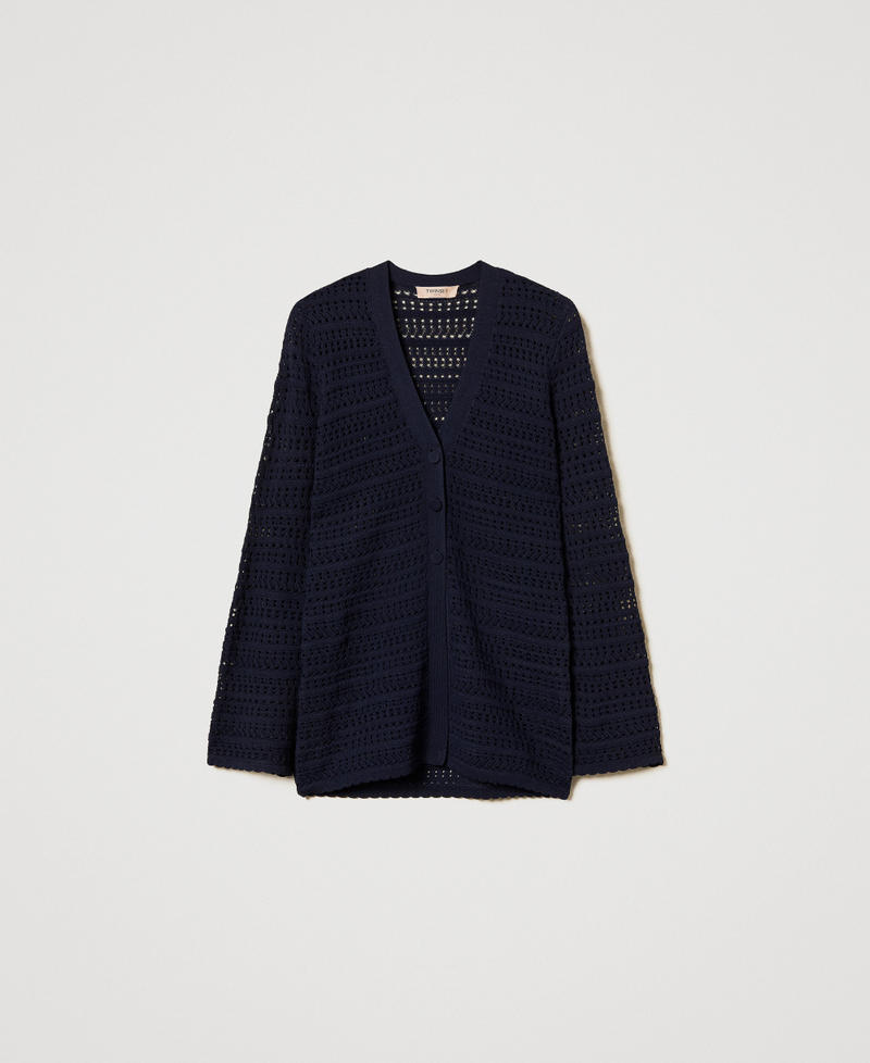 Openwork knit cardigan Blue Night Woman 251TP3194_00238_S0