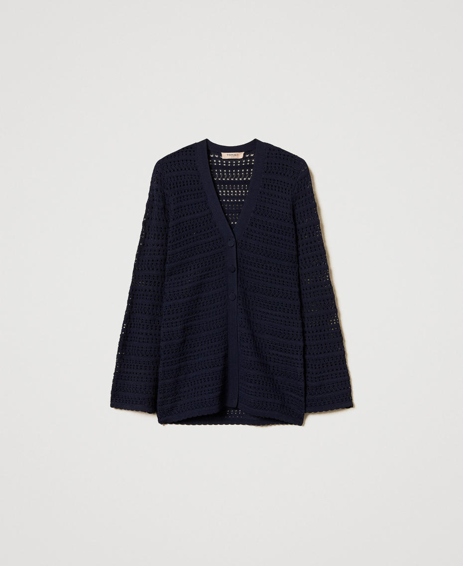 Openwork knit cardigan Blue Night Woman 251TP3194_00238_S0