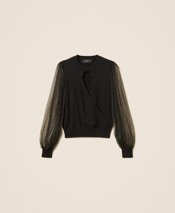 Pullover mit &Auml;rmeln aus Plumetis-T&uuml;ll