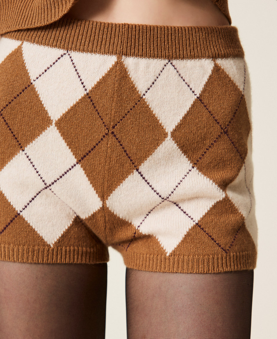 Pull en laine mélangée jacquard avec losanges Incrustation Argyle Rose Parisienne Femme 252TS3401_13208_04