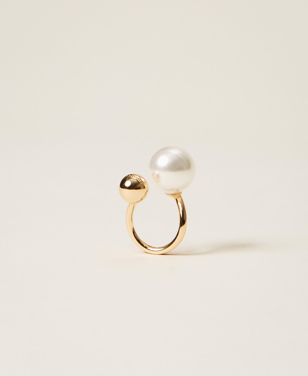 Twinset Accessoires - Bague avec perle, New Gold, Taille Unique