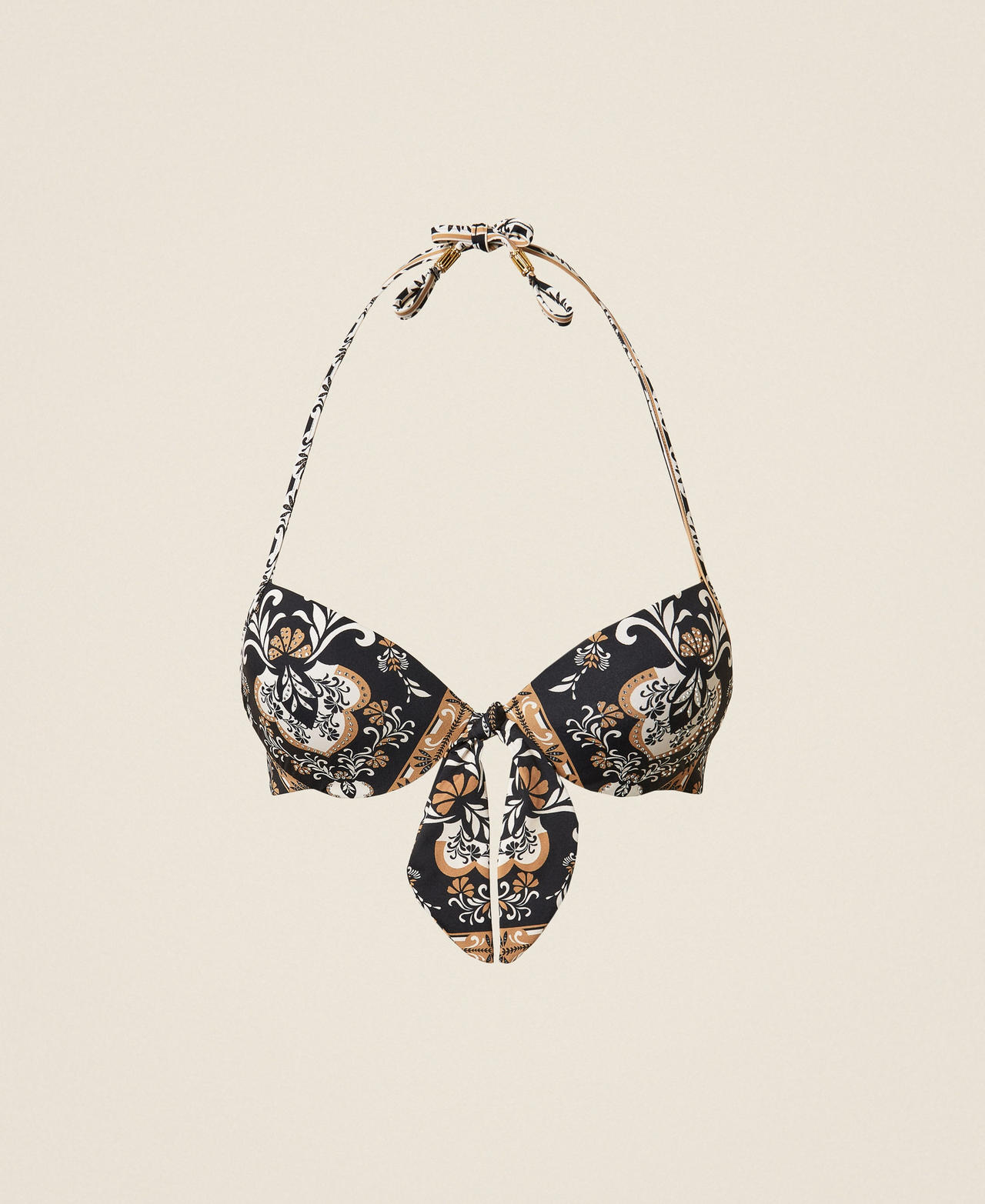 Haut de maillot de bain push-up avec imprimé et strass
