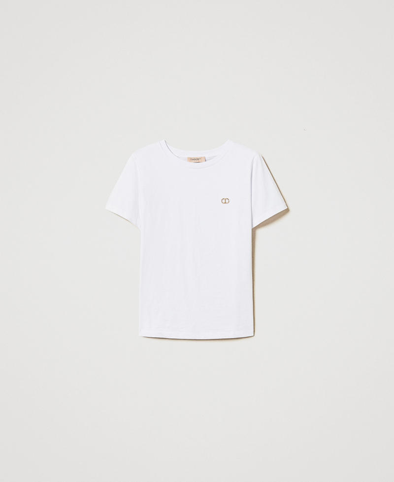 T-shirt avec logo Oval T strassé Blanc Femme 251TT2040_00001_S0