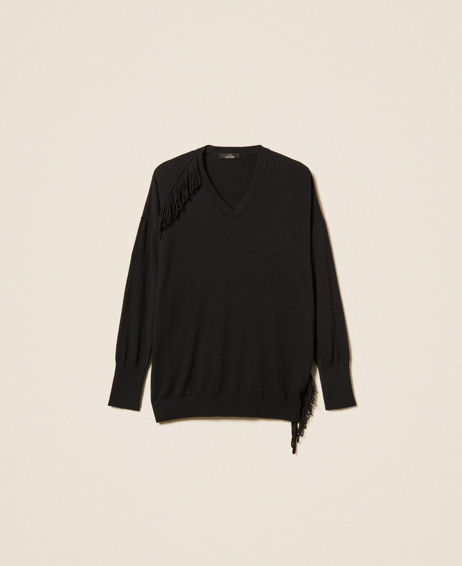 Fringed jumper Black Woman 262AP3012_00006_S0