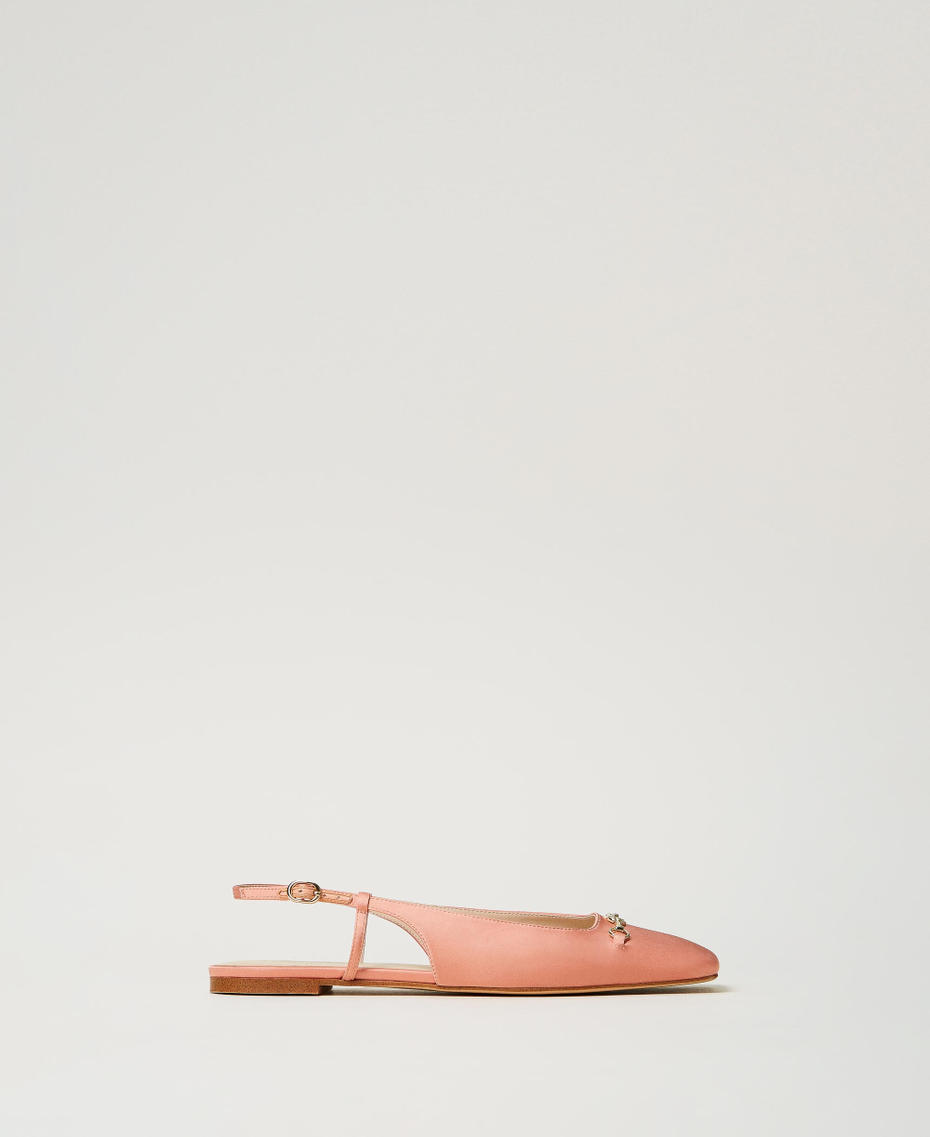 Satin sling back ballet flats Salmon Woman 251TCP082_00073_01