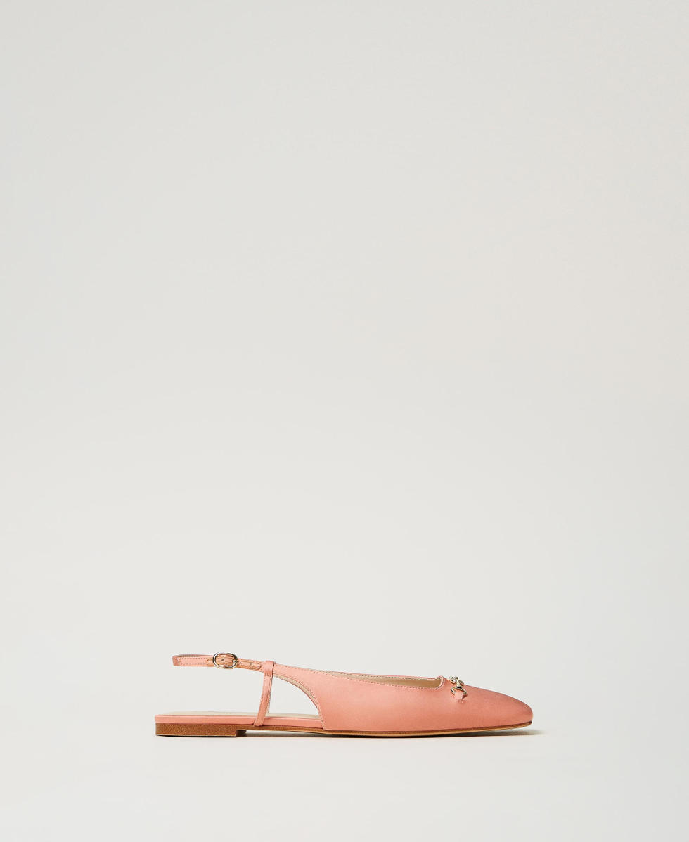 Satin sling back ballet flats Salmon Woman 251TCP082_00073_01