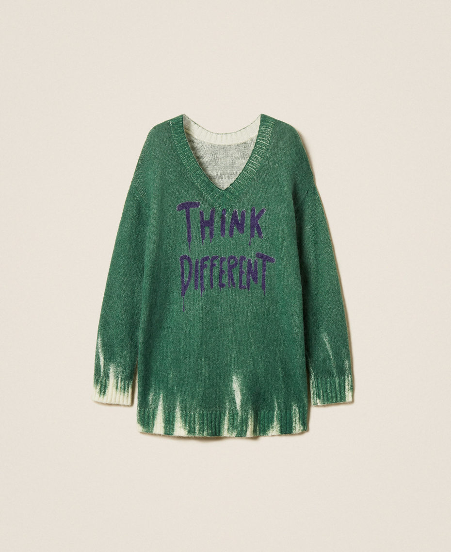 Maxi maglia MYFO in misto lana con stampa Garden Green / Different Donna 252AQ3060_13032_S0