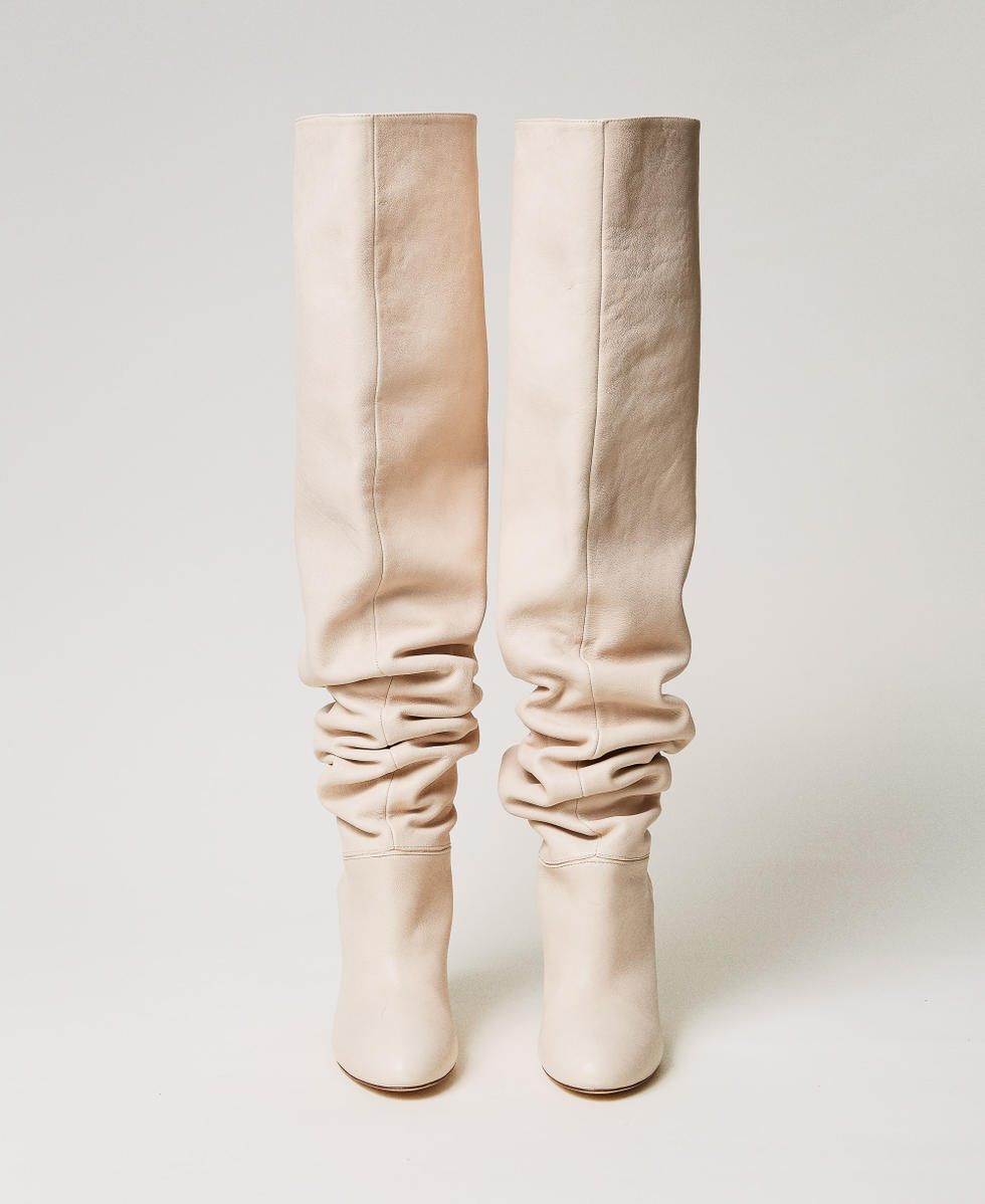 Nappa leather thigh-high boots