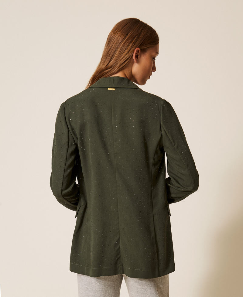 Twill blazer with studs Thyme Green Woman 261LL2PAA_12843_04