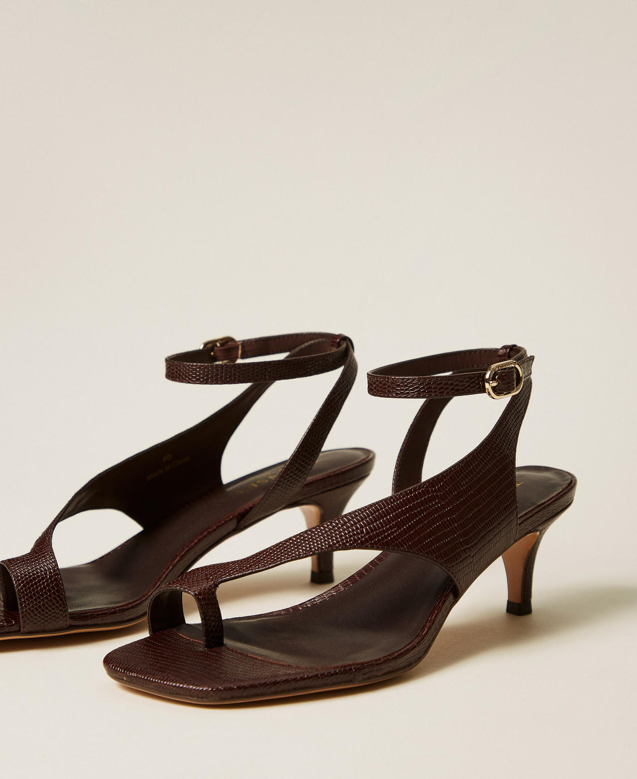 Leather thong sandals Coffee Liqueur Tejus Print Woman 261TGT012_13531_02