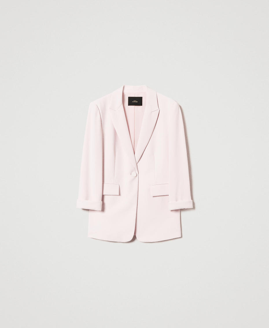 Chaqueta blazer en crepé de piqué Rosa Tender Pink Mujer 251AP2335_00619_S0
