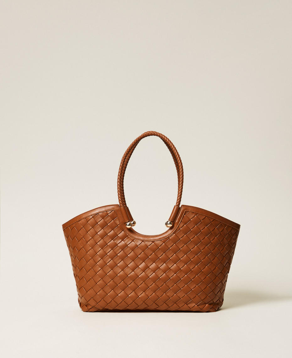 Handwoven shopper bag Leather Brown Woman 261TB7300_00057_01