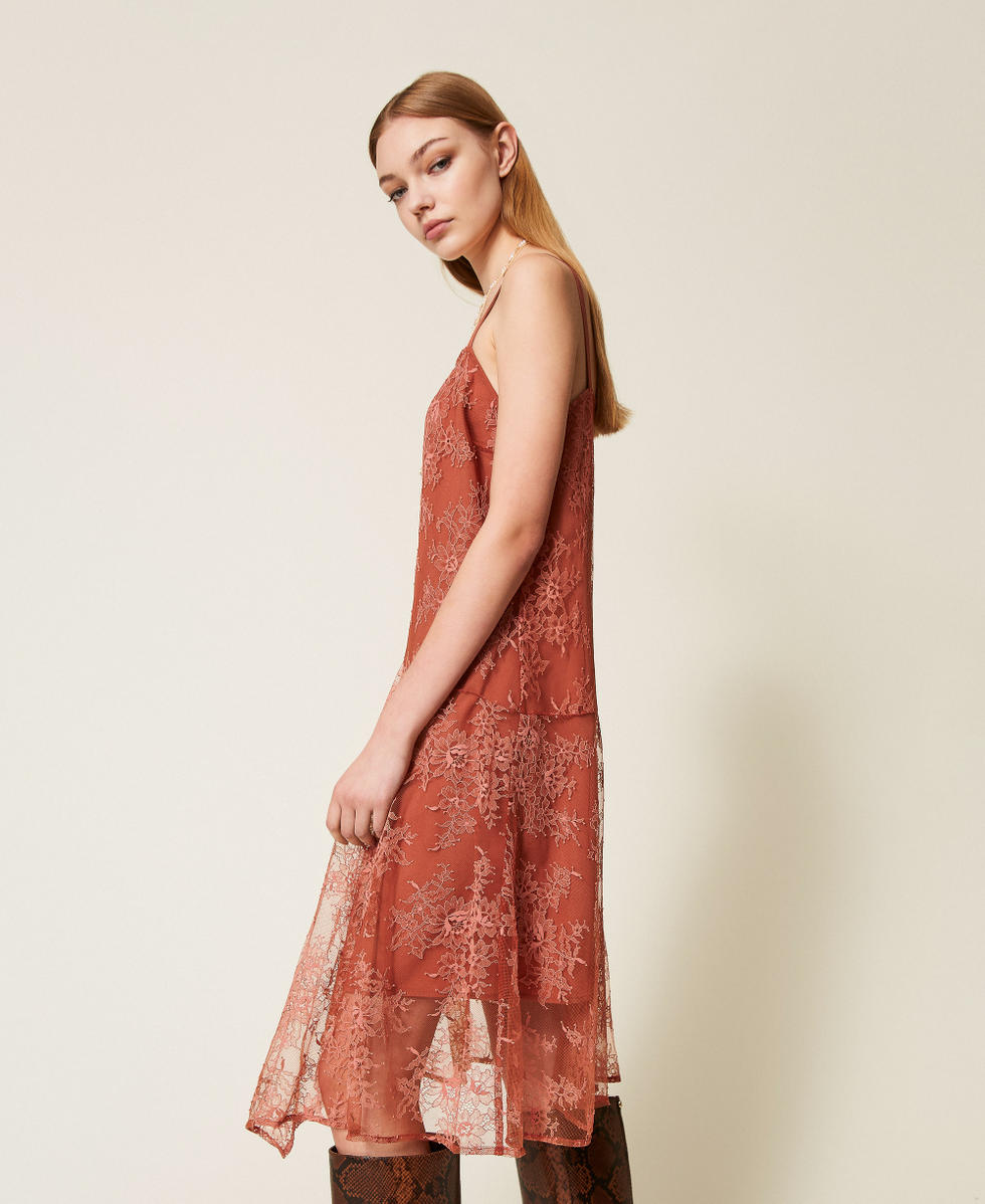 Lace midi dress Rust Brown Woman 252TF2110_12608_02