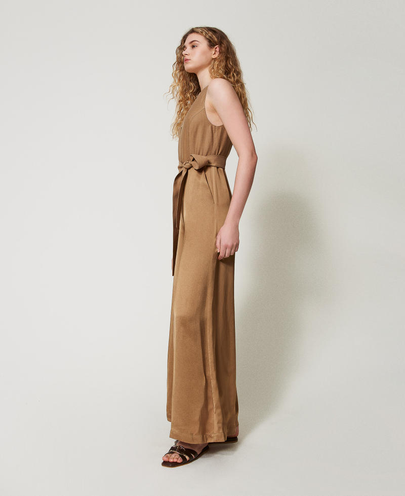 Long satin envers jumpsuit Golden Green Woman 251TT2272_12438_02