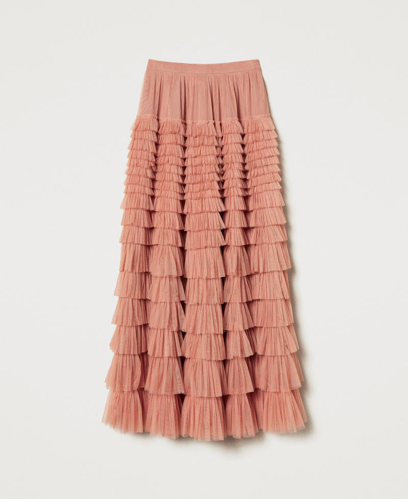 Long tulle skirt with flounces Dusty Coral Woman 251TQ2041_12364_S0