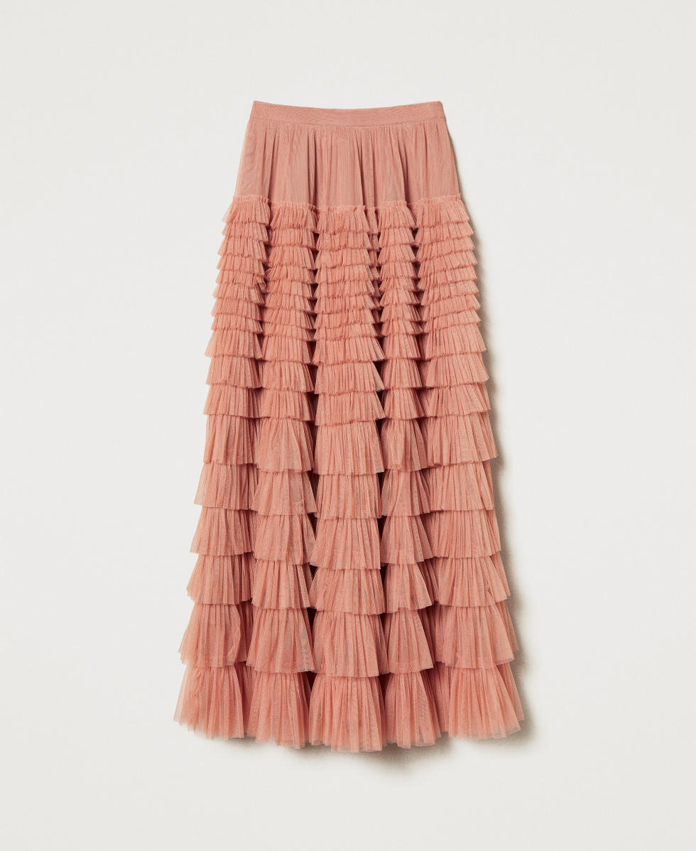 Long tulle skirt with flounces Woman, Pink | TWINSET Milano