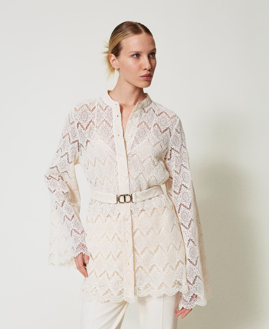 Maxi camicia in pizzo macramè Delicate Beige Donna 251TP2406_12140_01