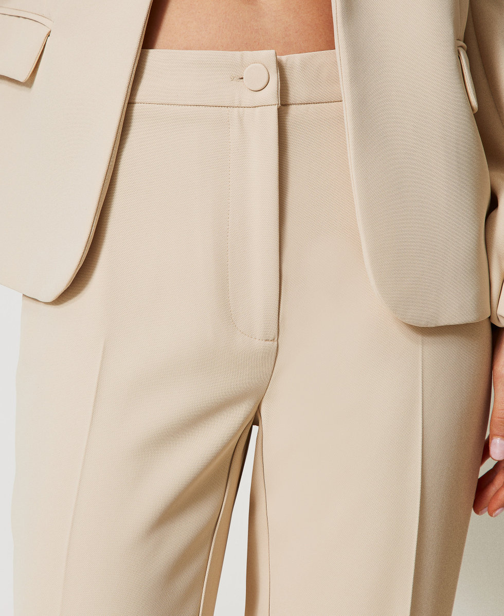 Pantalon &eacute;vas&eacute; en cr&ecirc;pe Delicate Beige Femme 251TP2324_12140_08