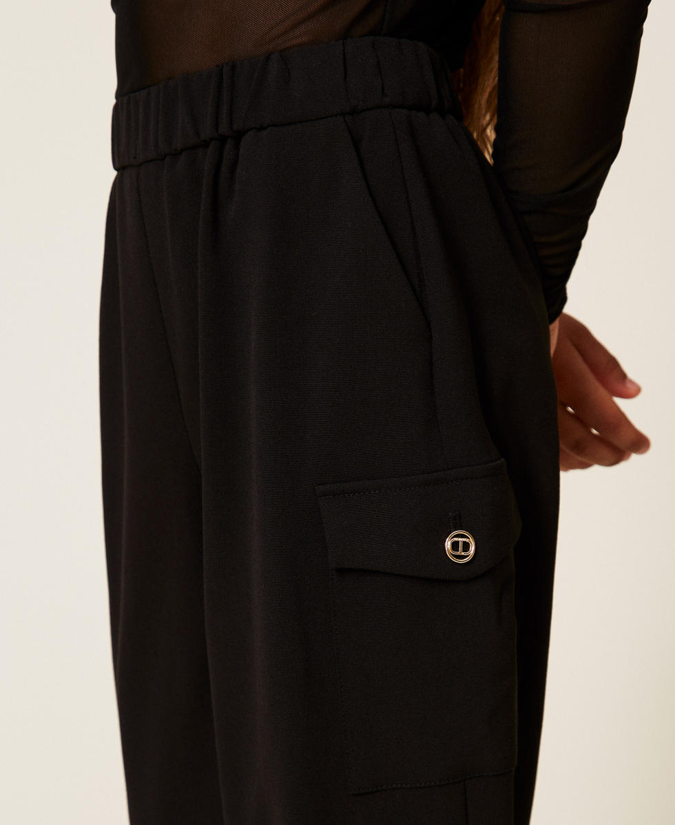 Flanell-Joggers Schwarz Mädchen 252GJ2273_00006_04