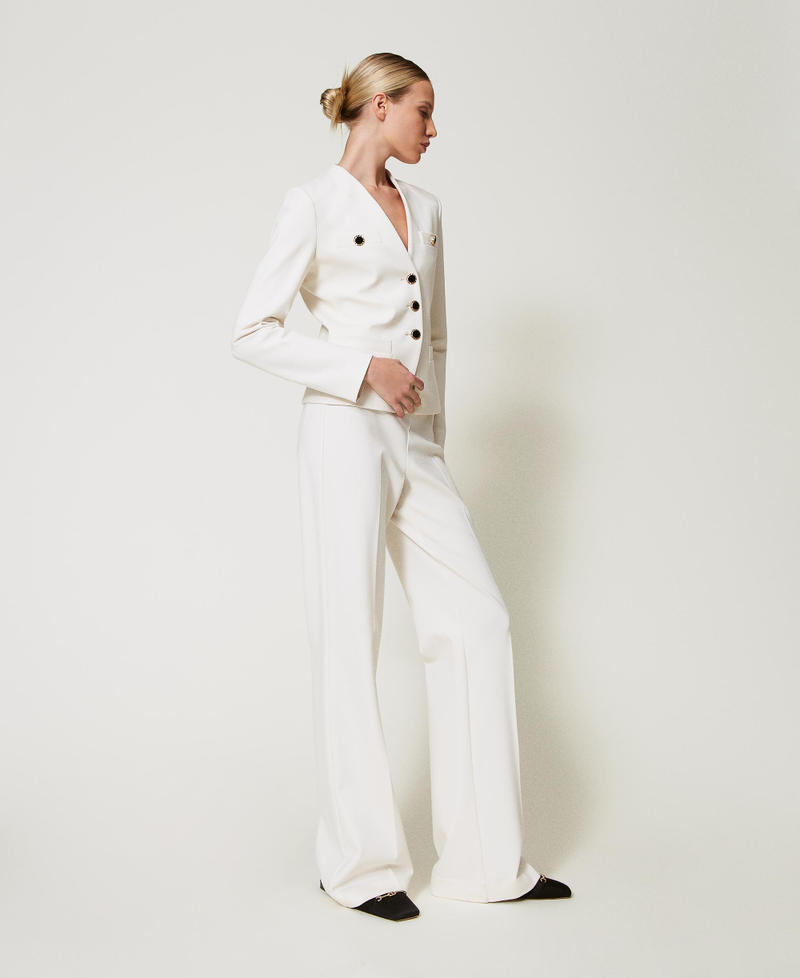 Wide leg trousers with jewel buttons