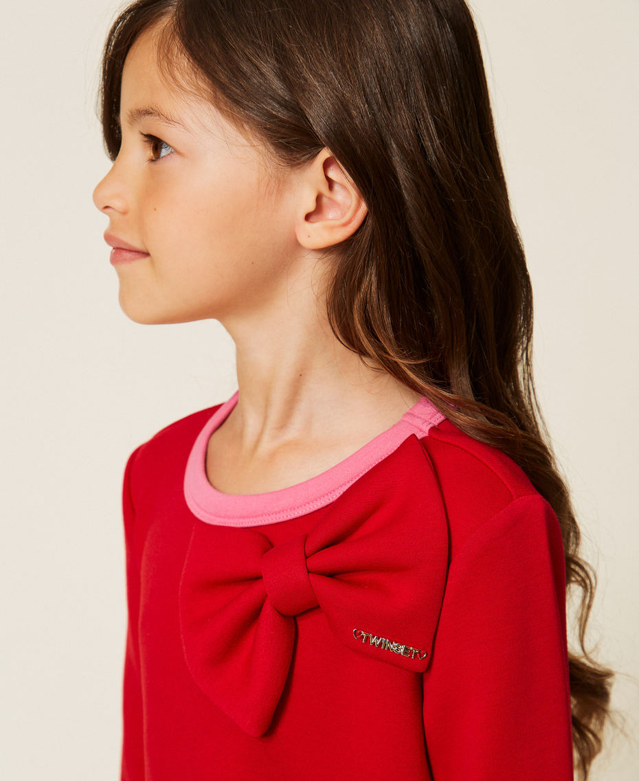 Robe courte fille en scuba avec n&oelig;ud