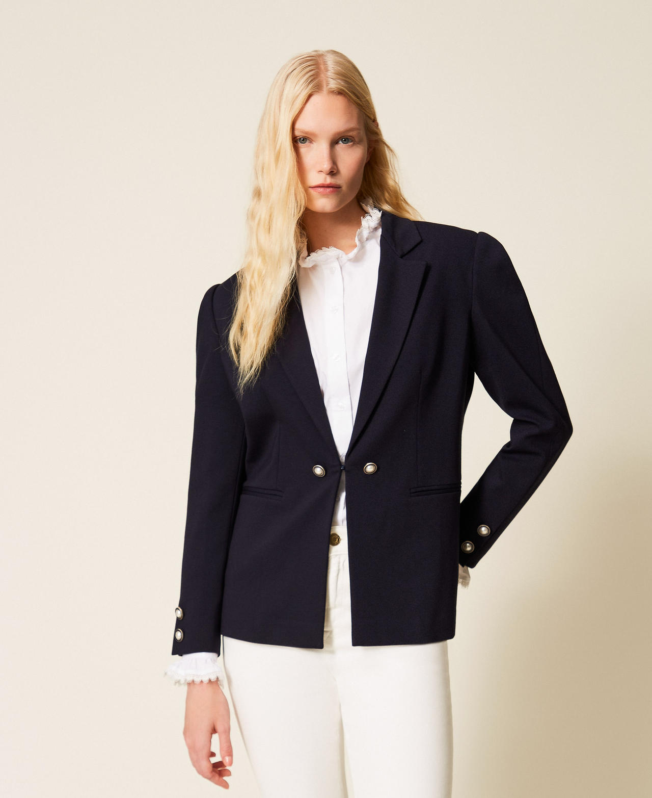 Blazer with decorative buttons Blue Light Woman 261TP2382_13172_02