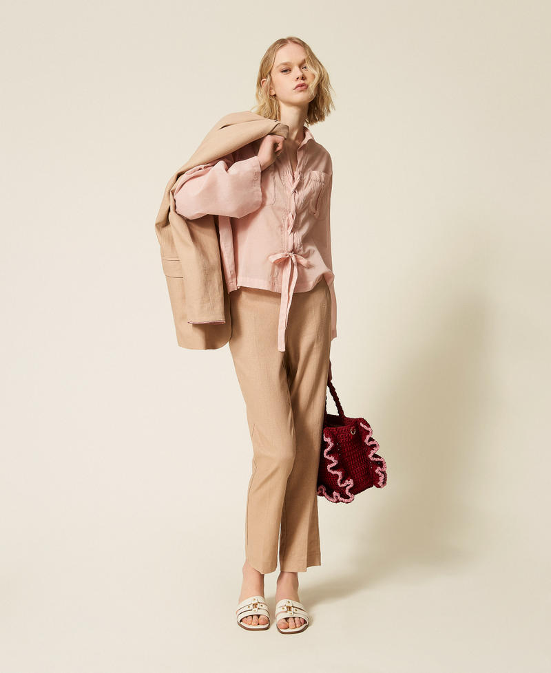 Muslin shirt with ties "Dance" Pink Woman 261TF2052_00816_01