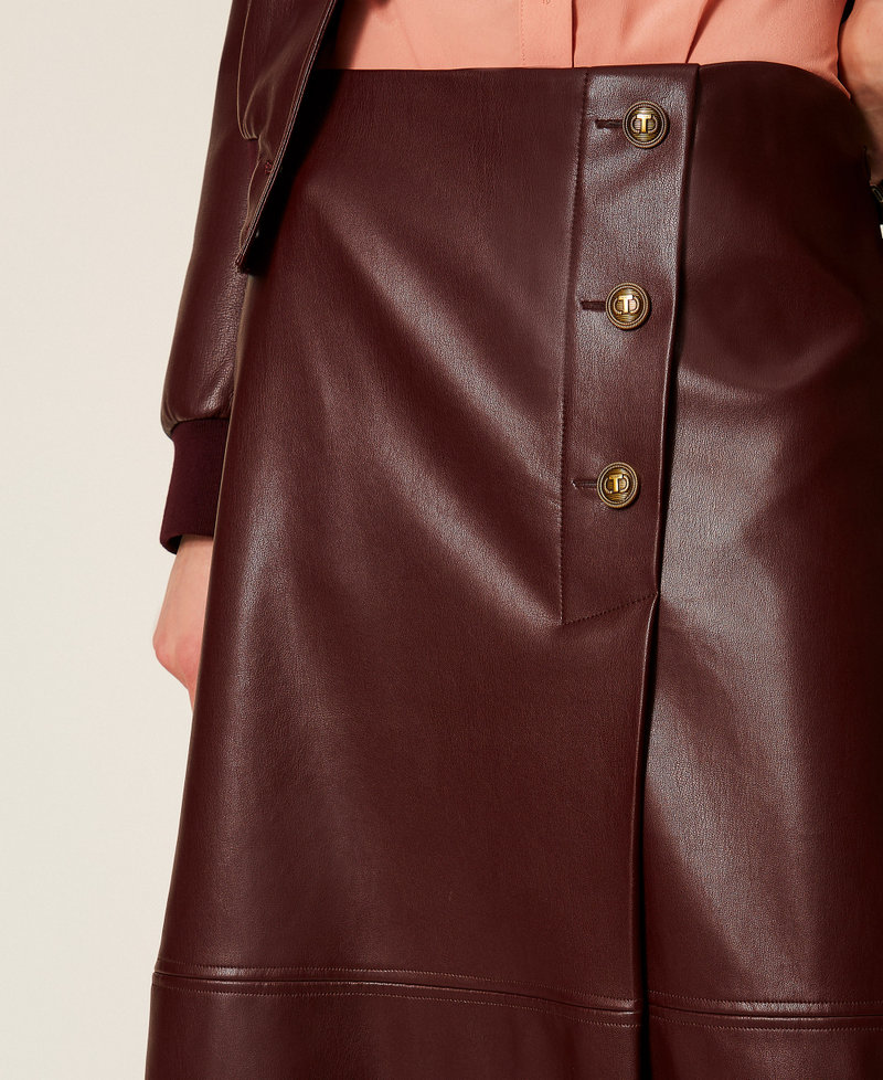 Faux leather midi skirt with buttons “Wine tasting” Purple Woman 252TP2233_05609_05