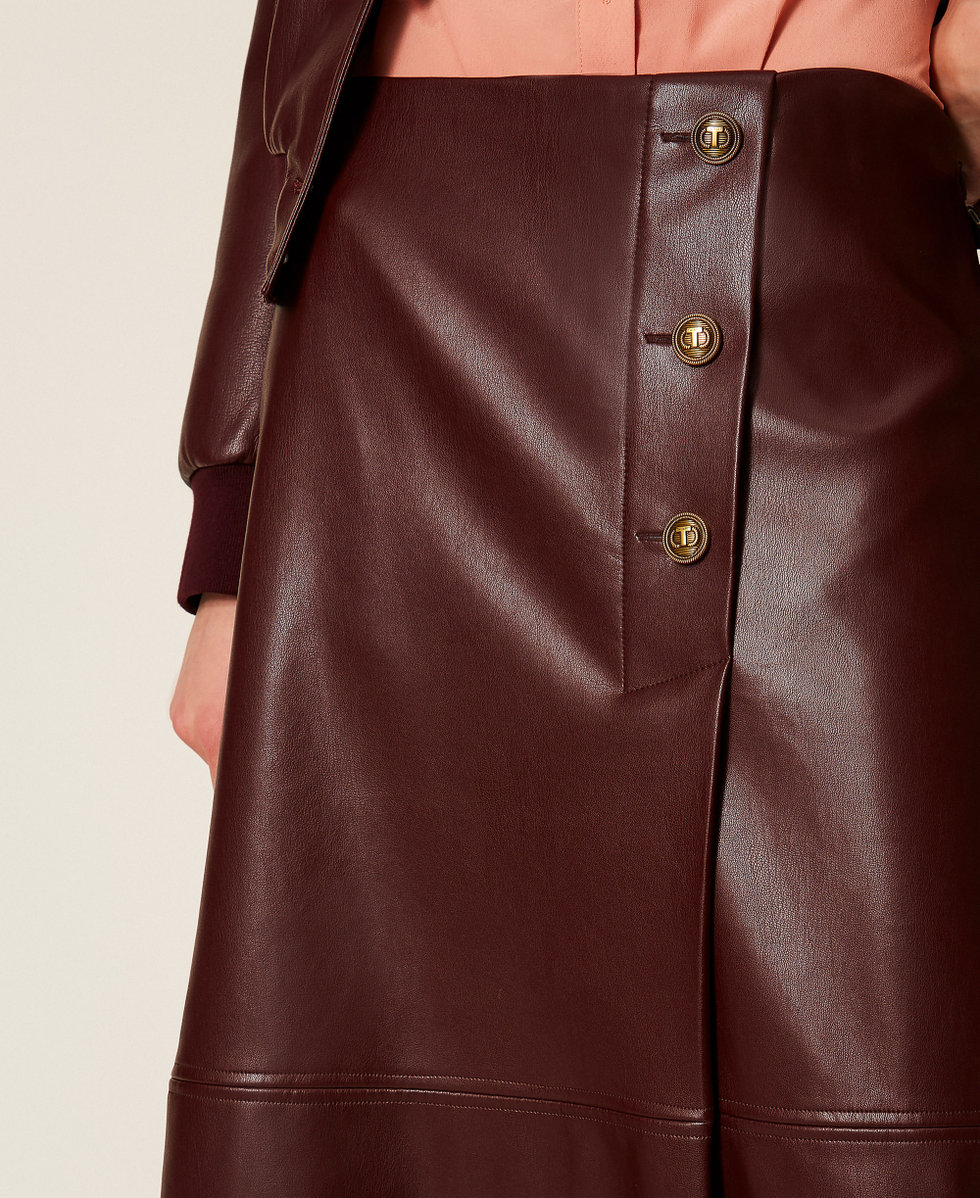 Midirock aus Lederimitat mit Kn&ouml;pfen &bdquo;Winetasting&ldquo;-Violett Frau 252TP2233_05609_05