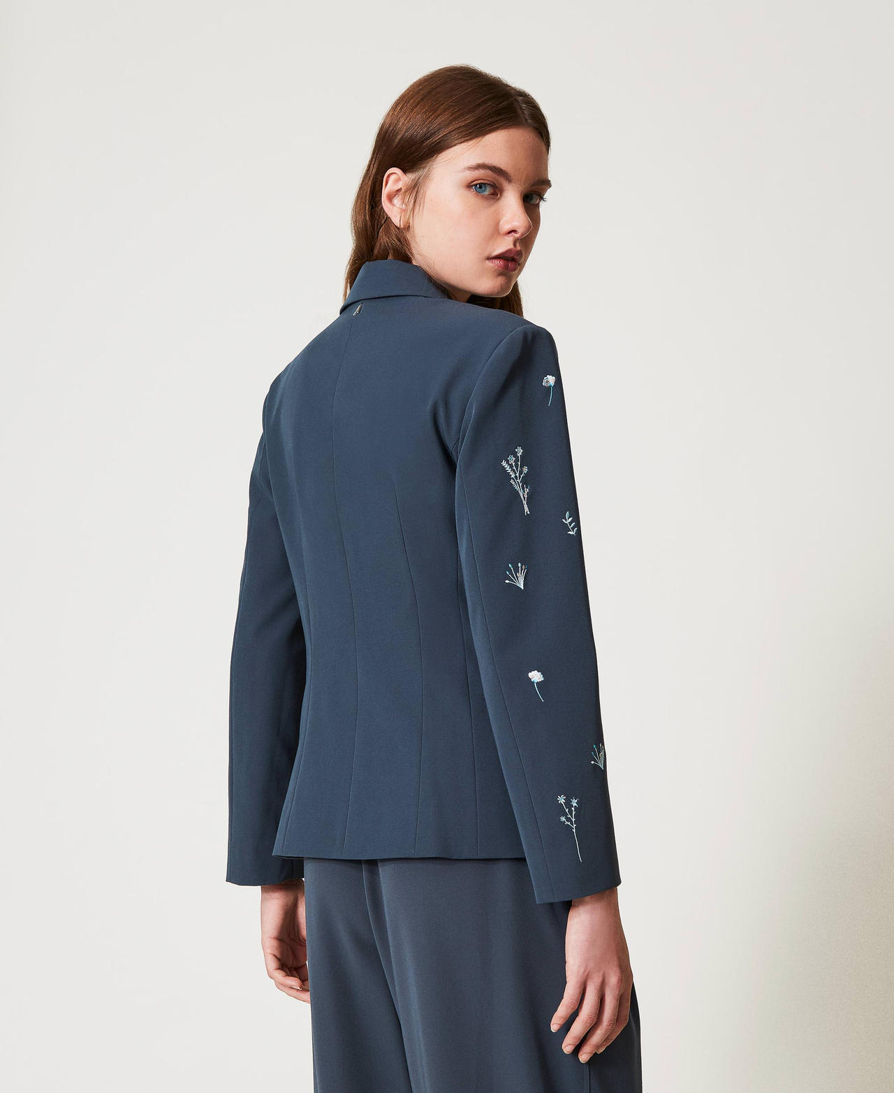 Giacca blazer con ricamo a fiori Blue Fusion Donna 251AP2080_12372_02