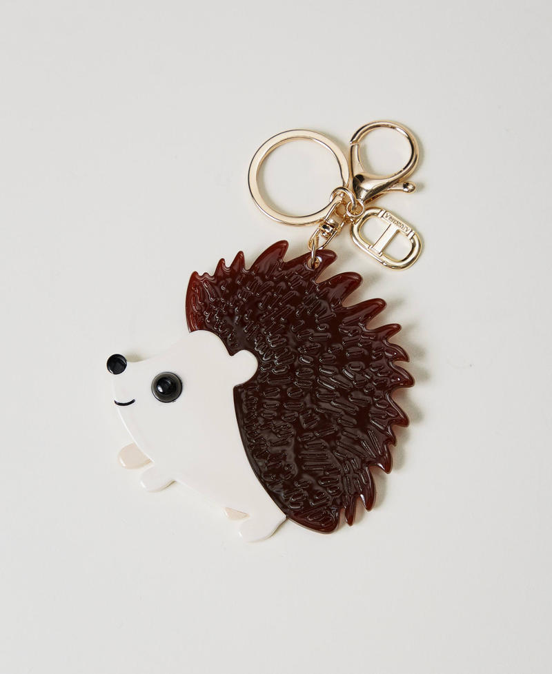 Hedgehog key ring with Oval T Two-tone Coffee Bean/Mother of Pearl Woman 251TH7015_11145_01