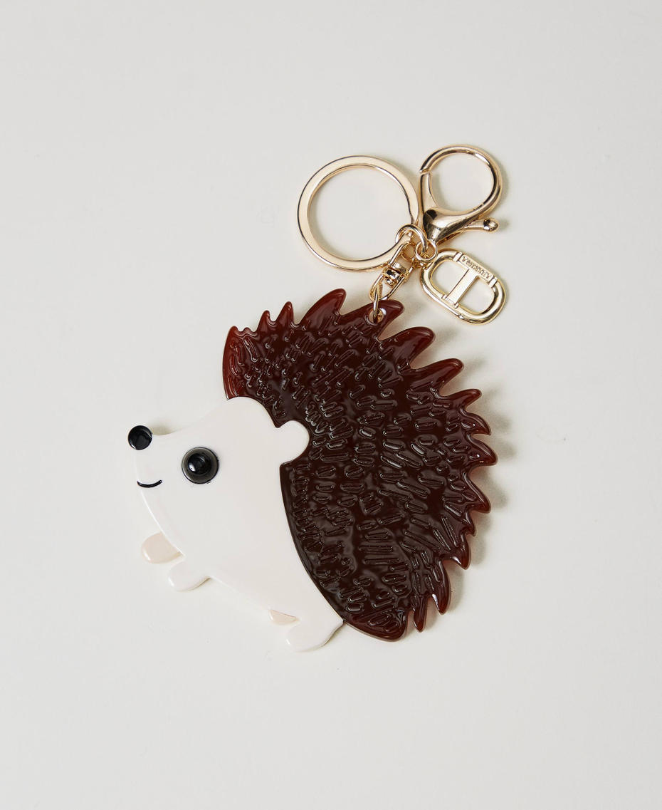 Hedgehog key ring with Oval T Two-tone Coffee Bean/Mother of Pearl Woman 251TH7015_11145_01