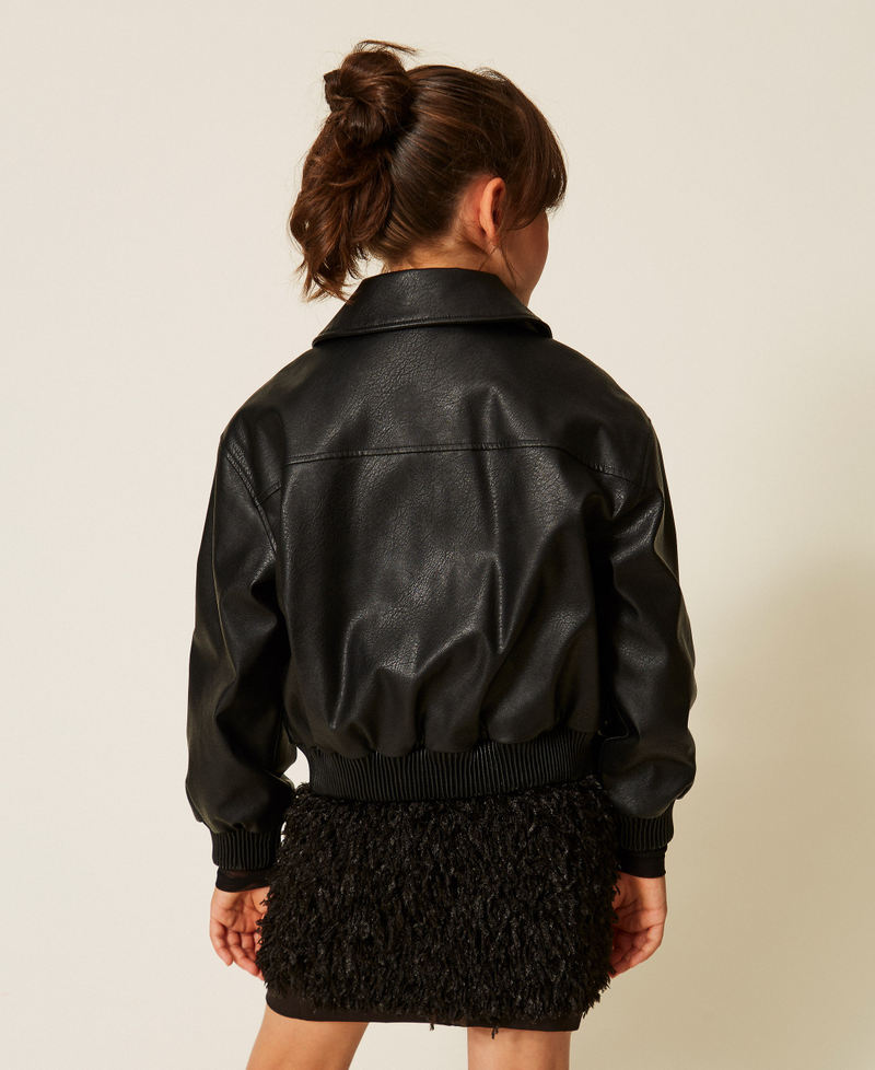 Leather-like bomber jacket with collar Black Girl 262GJ2010_00006_03
