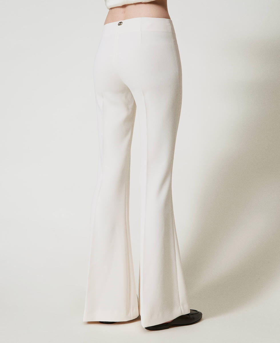 Pantalon évasé en crêpe fluide Nacre Femme 251TP2105_00059_03