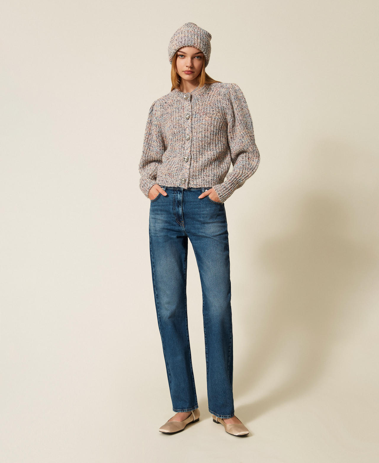 Jean droit avec cinq poches Denim Moyen Femme 252AT2250_06811_01