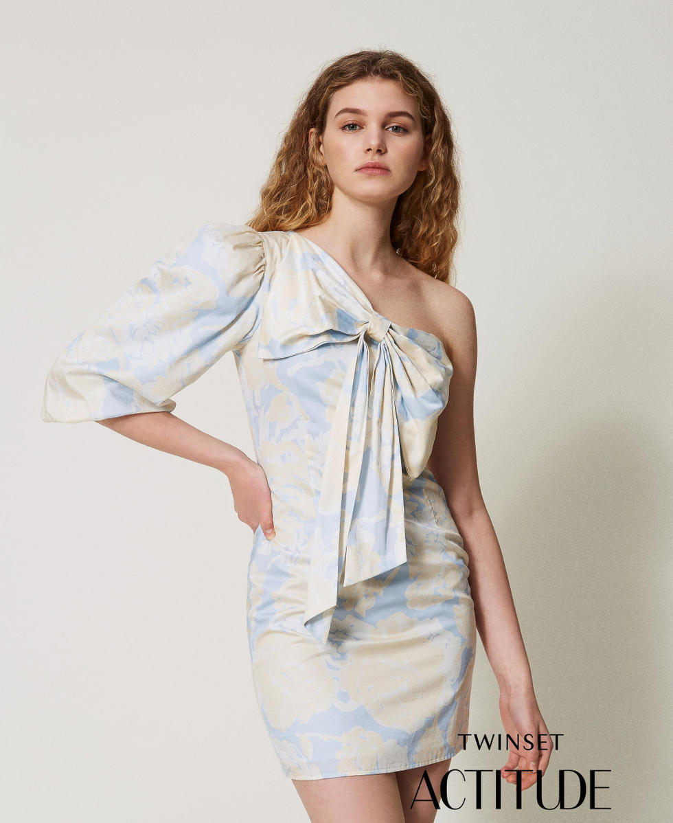 twinset one shoulder satin dress Silk blend long satin one-shoulder dress