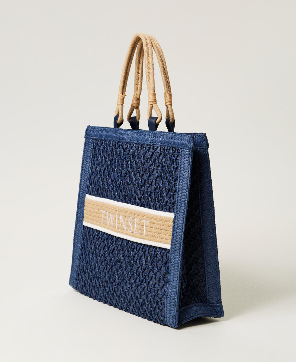 Woven straw shopper Classic Blue Woman 251LM8AHH_11956_02