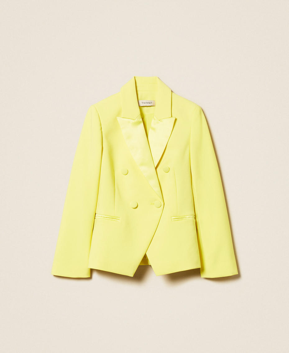 Cr&ecirc;pe and duchess blazer Limelight Yellow Girl 261GJ2Q55_06210_S0