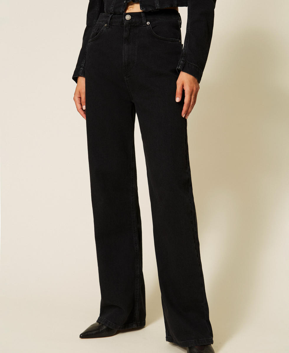 Wide-Leg-Jeans im Five-Pocket-Stil Denimschwarz Frau 262TP2521_01103_04