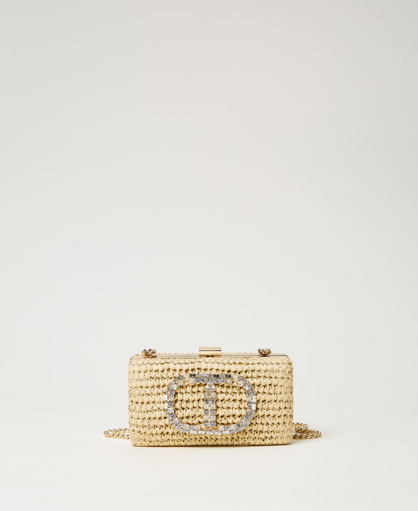 Straw clutch bag with Oval T