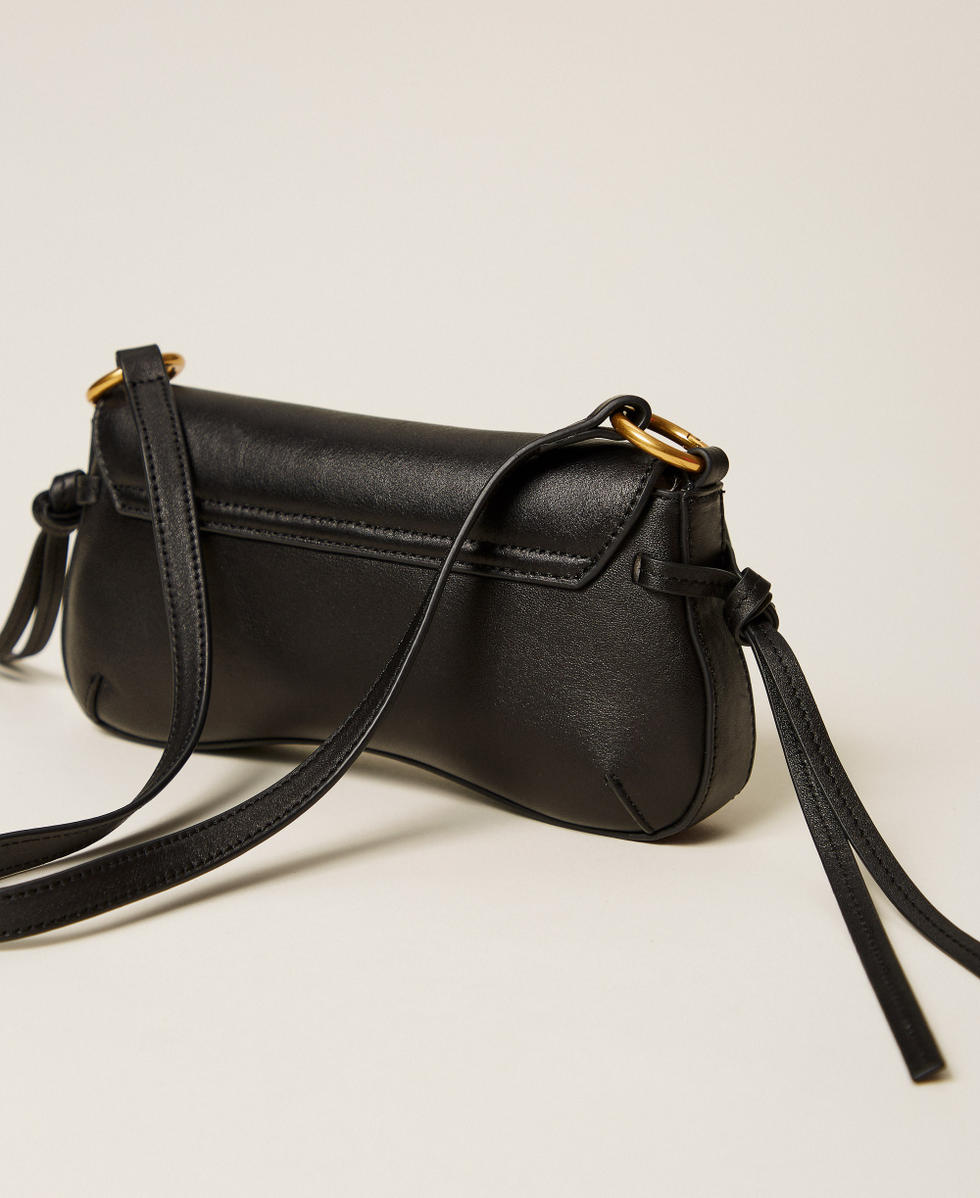 Sac &agrave; bandouli&egrave;re avec rabat en cuir Noir Femme 262TB7171_00006_03
