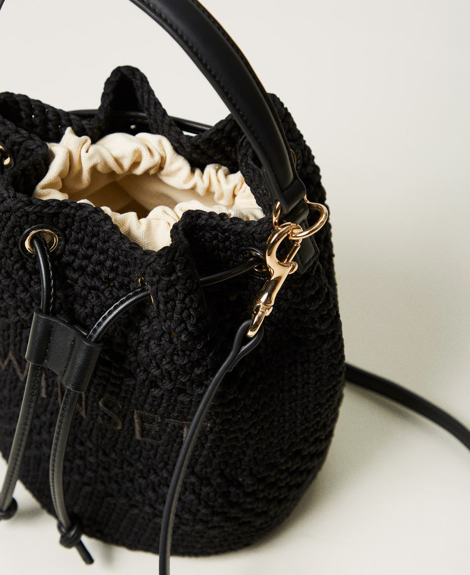 Bucket bag in crochet cotton Black Woman 251TD8111_00006_04