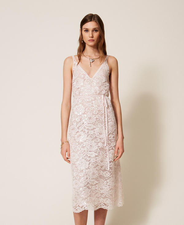 Midi lace dress with sequins