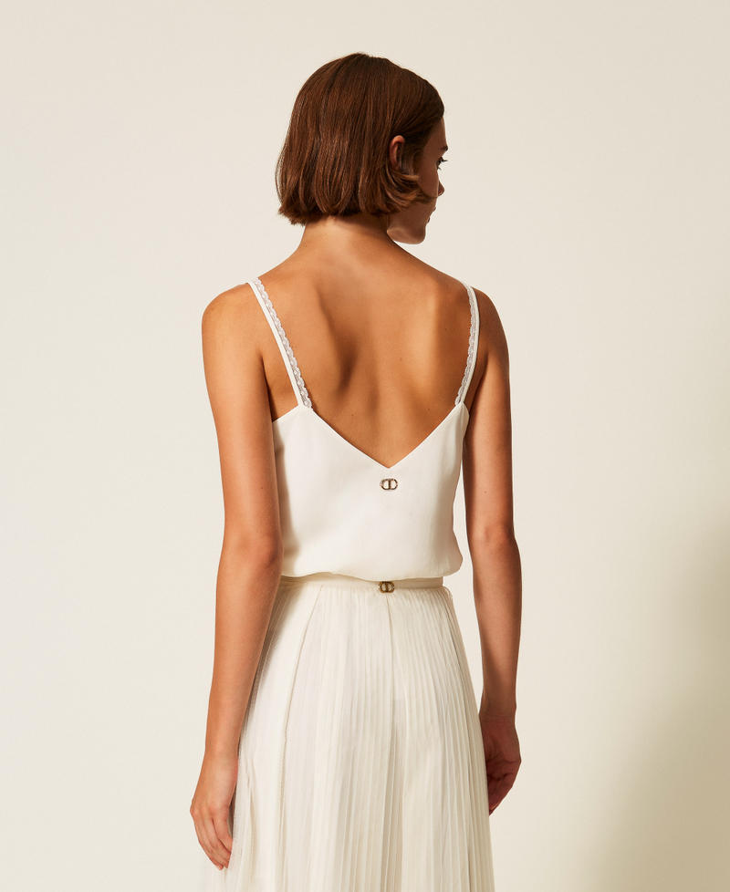 Silk blend crêpe de Chine top White Snow Woman 252TT2411_00282_03