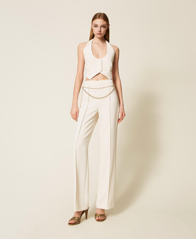 Crêpe cady waistcoat with strap Mother Of Pearl Woman 252TP2280_00059_T0