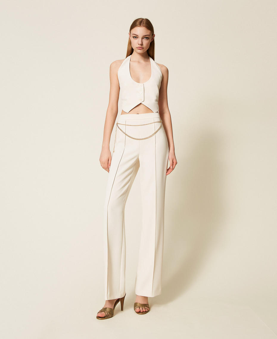 Crêpe cady waistcoat with strap Mother Of Pearl Woman 252TP2280_00059_T0