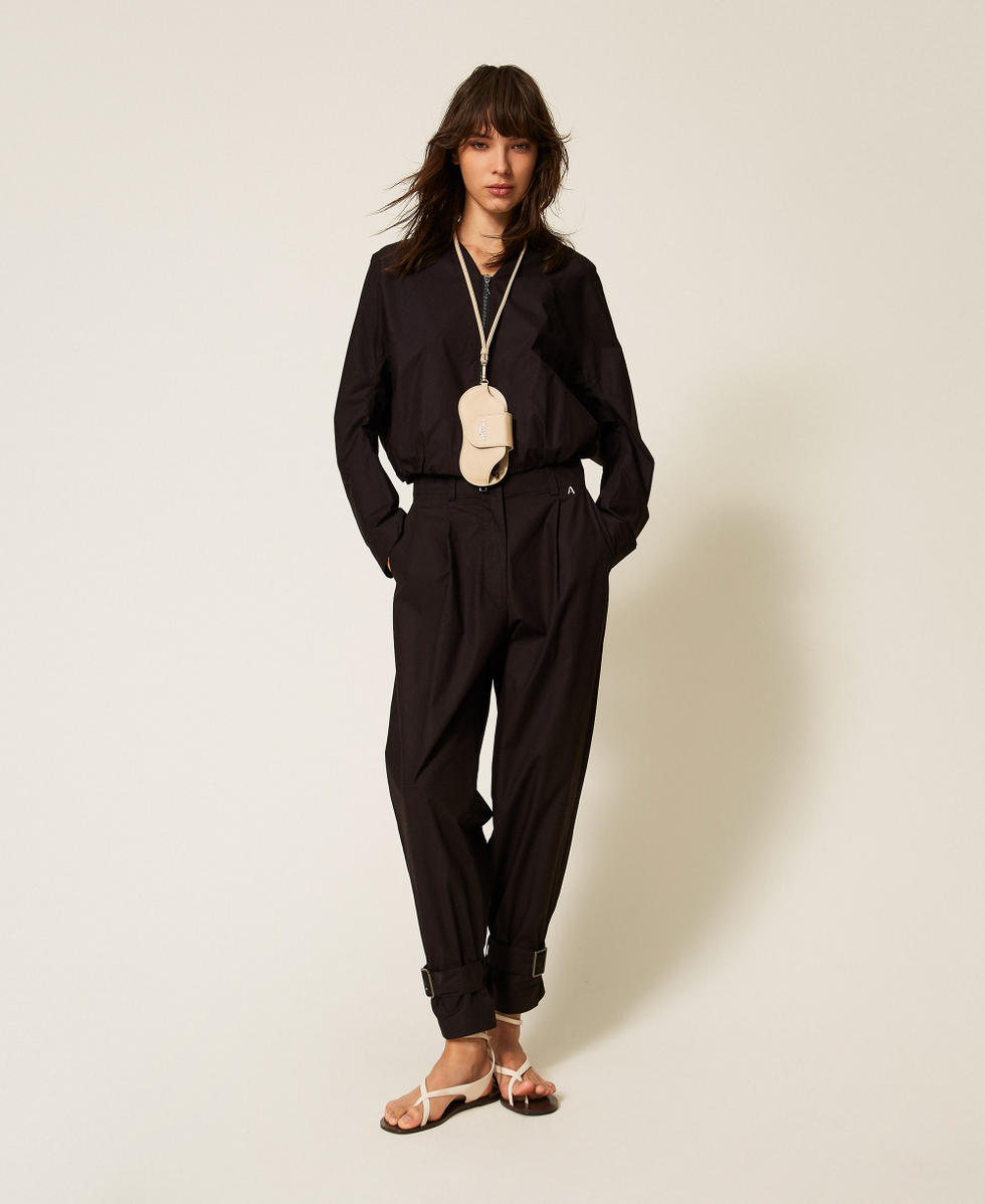 Bomber en popeline recycl&eacute;e Noir Femme 261AP2080_00006_T0