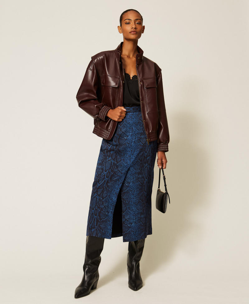 Faux leather bomber jacket with pockets Dark Bordeaux Woman 262TT2060_14057_T0